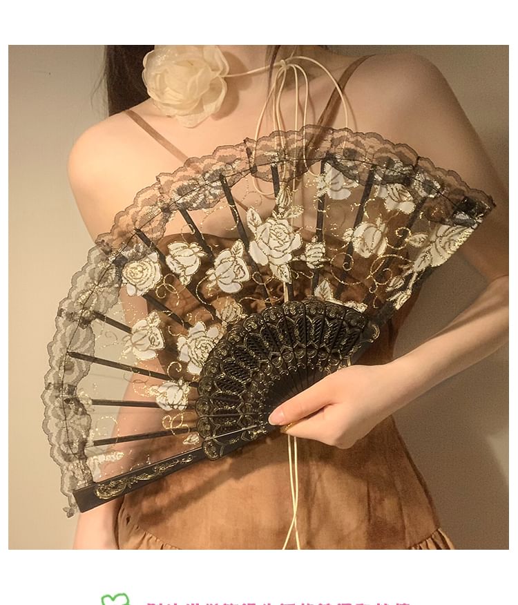 Choker Floral / Set Lace Foldable Hand Fan (Various Designs)