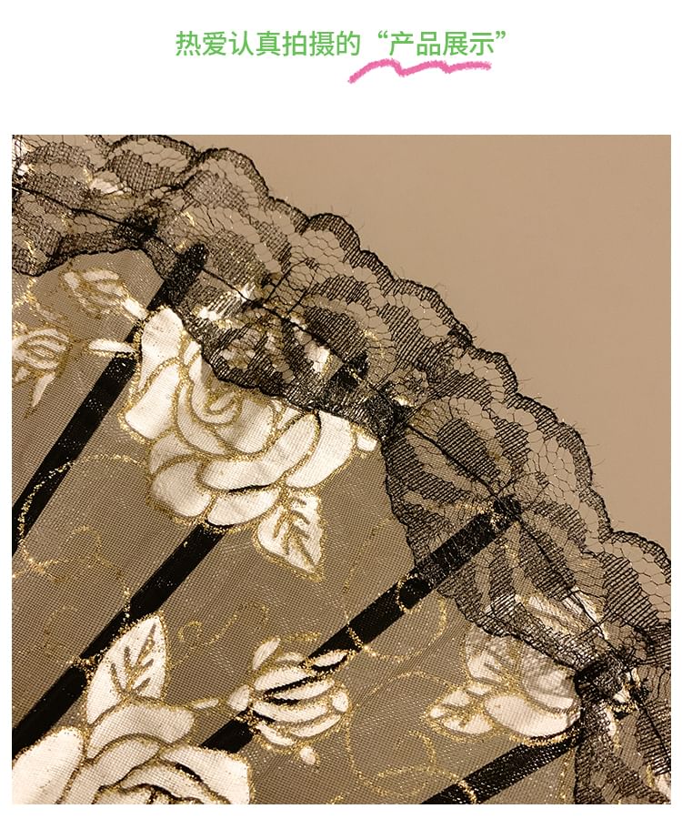 Choker Floral / Set Lace Foldable Hand Fan (Various Designs)