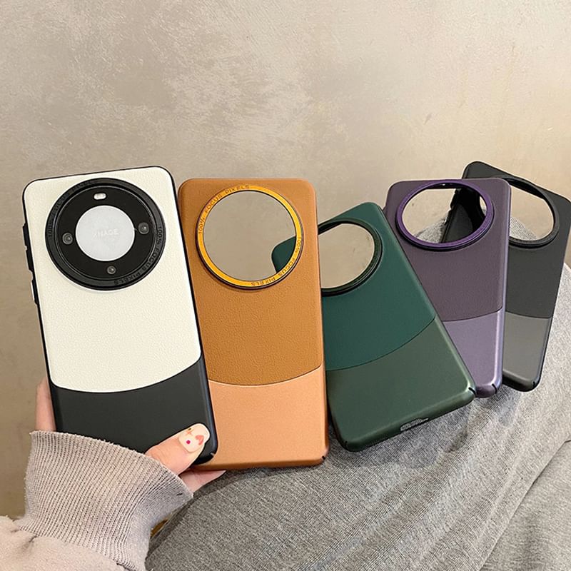 Panel Leather Color Case Phone Faux