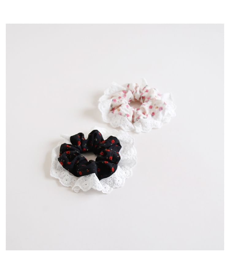 Floral Print Panel Scrunchie