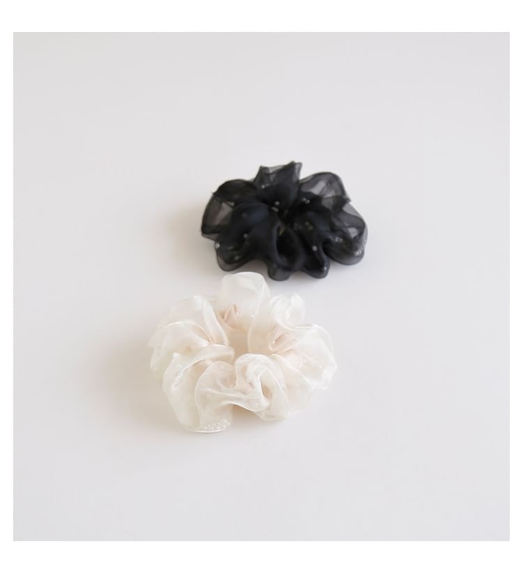 Faux Pearl Mesh Scrunchie