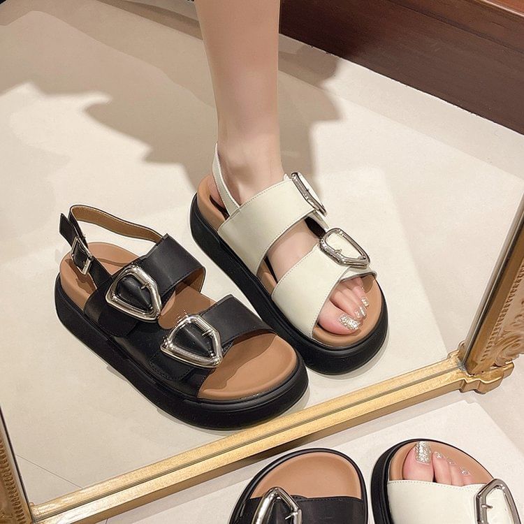 Sandals Slingback Buckled Platform