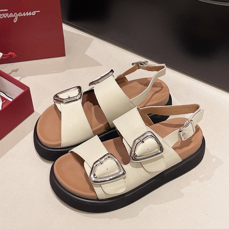 Sandals Slingback Buckled Platform