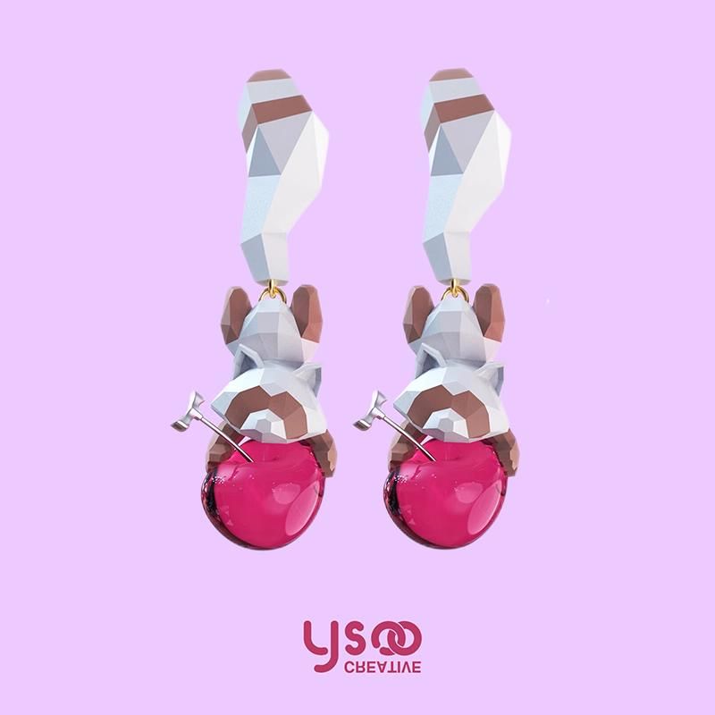 Earring Clip-On Ear Cherry / Stud Raccoon