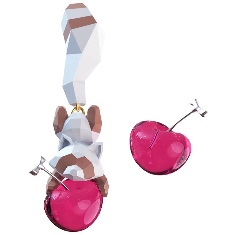 Earring Clip-On Ear Cherry / Stud Raccoon