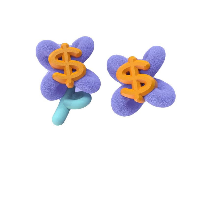 Money / Sign Clip Stud On Ear Earring