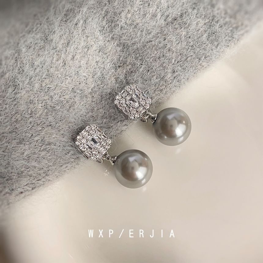Faux Alloy Pearl Earring Drop Rhinestone