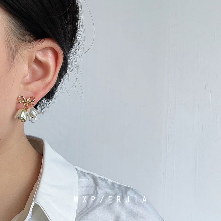 Alloy Bow Earring Drop Floral