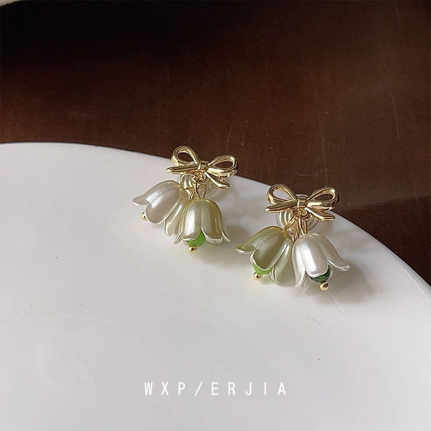 Alloy Bow Earring Drop Floral
