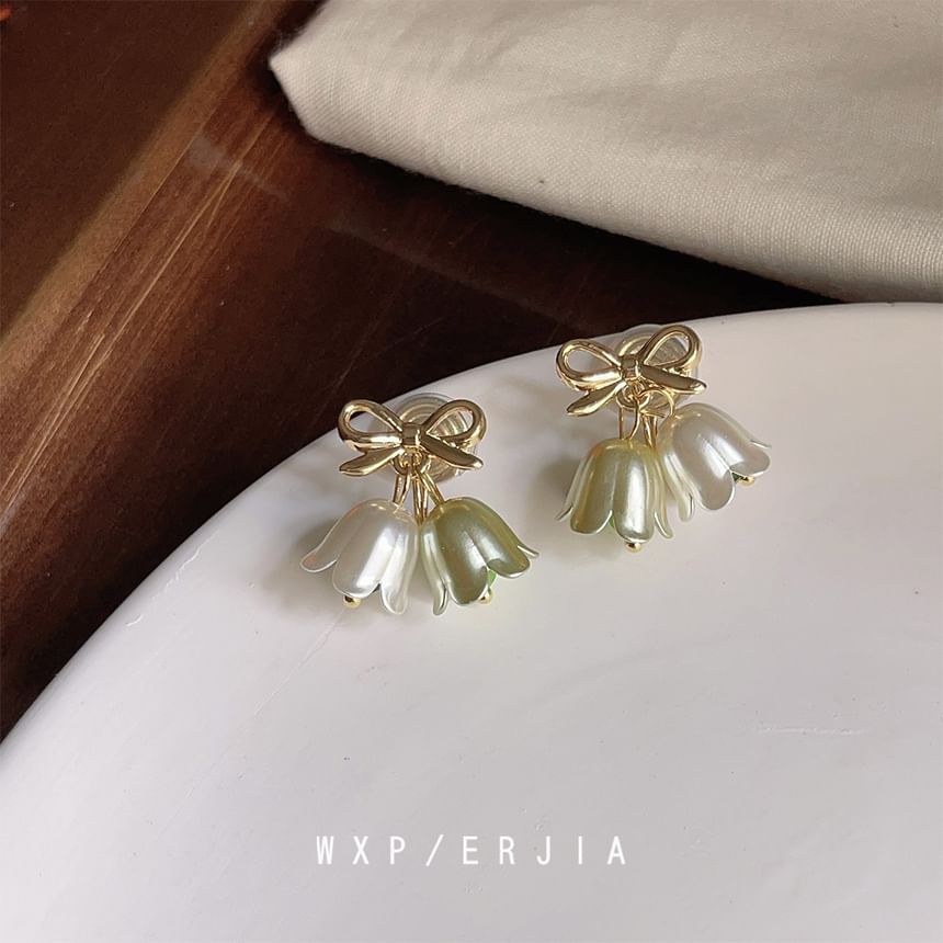 Alloy Bow Earring Drop Floral