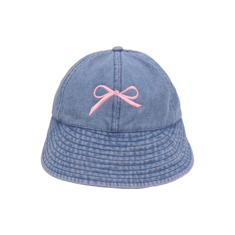 Bow Embroidered Bucket Hat