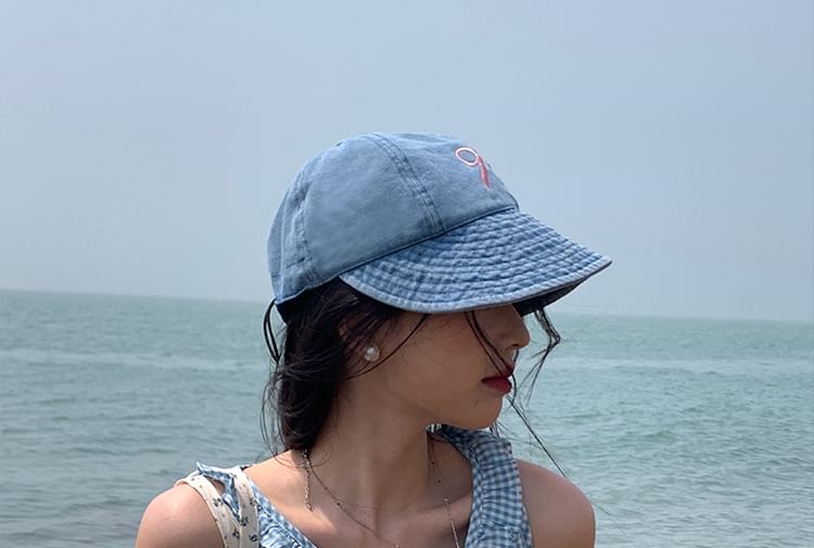 Bow Embroidered Bucket Hat