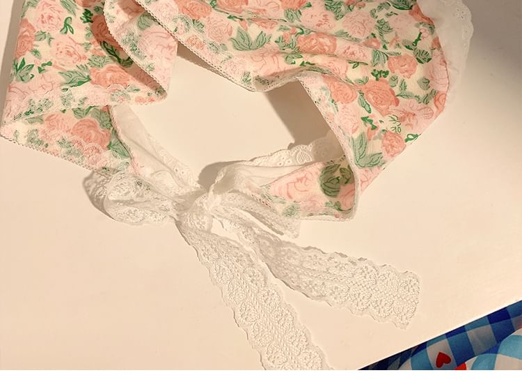 Print Triangle Scarf Floral Head Designs) (Various