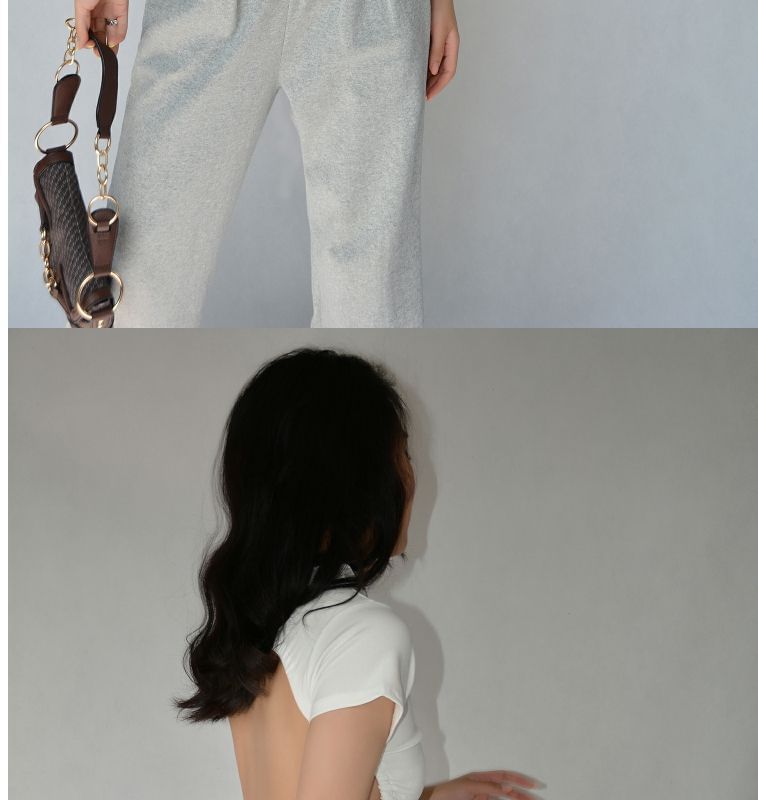 Open Cropped Tee Plain Short-Sleeve Back