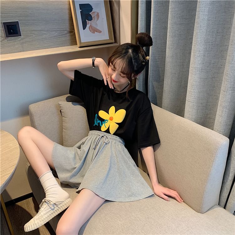 Plain Waist Drawstring Shorts