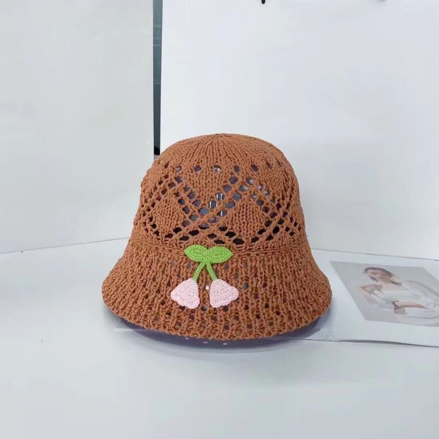 Embroidered Woven Bucket Hat Floral