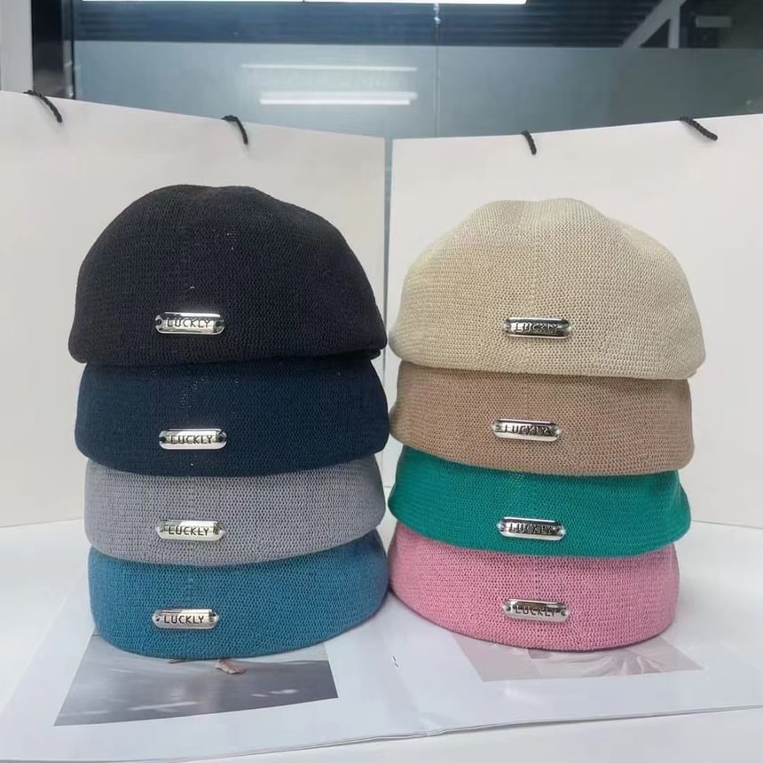 Beret Lettering Hat Metal Plate