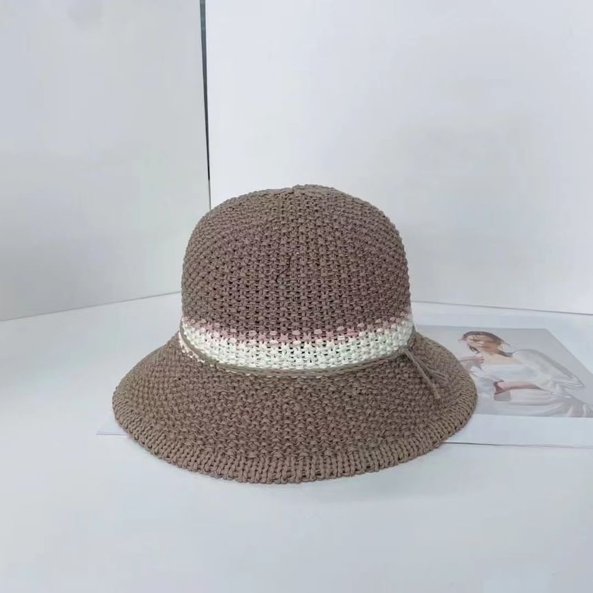 Striped Bucket Woven Hat