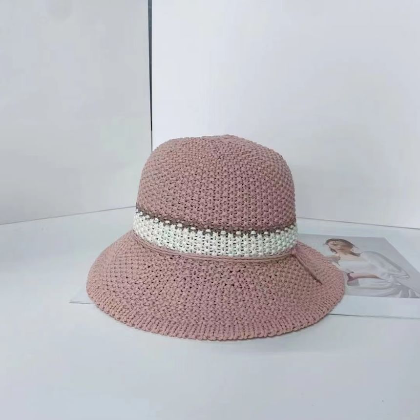 Striped Bucket Woven Hat