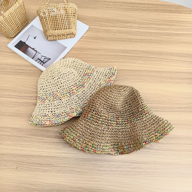 Hat Bucket Straw Melange
