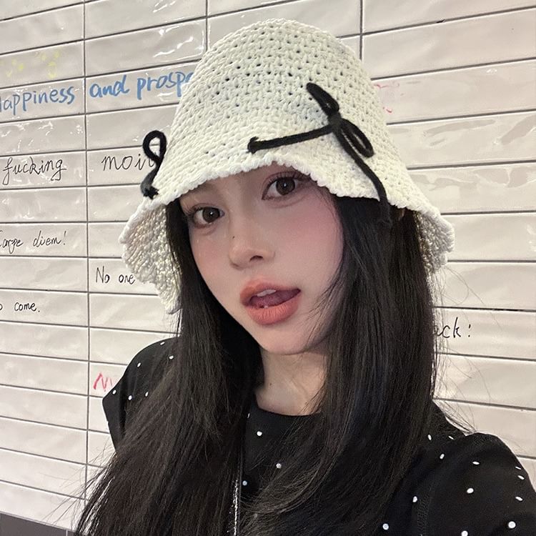 Hat Bow Bucket Woven