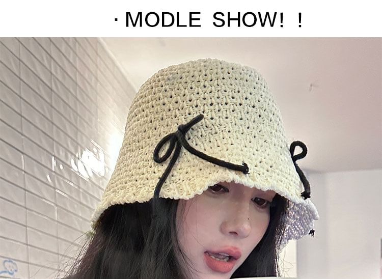 Hat Bow Bucket Woven
