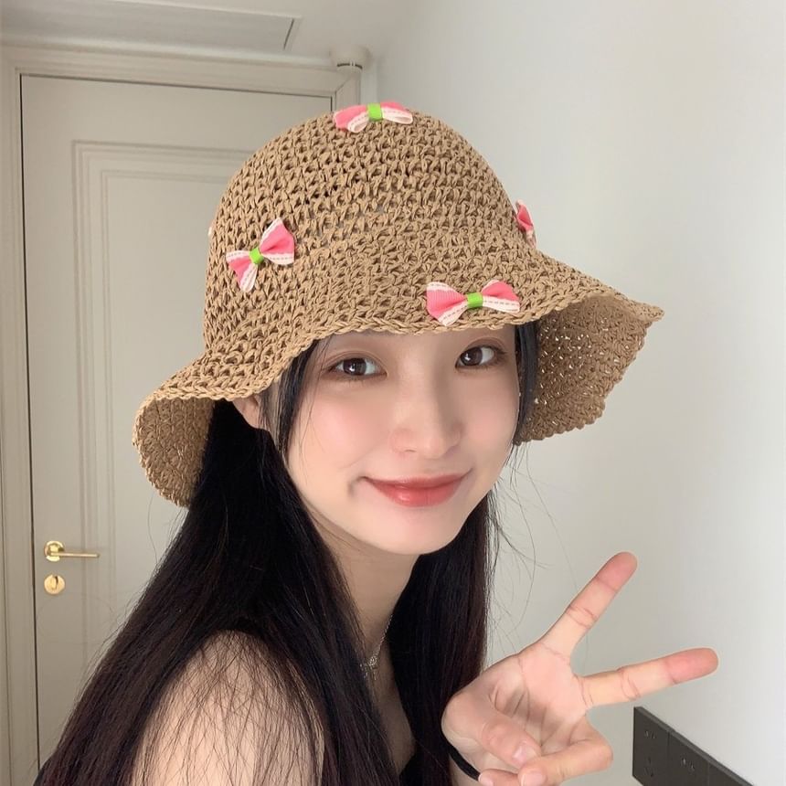 Hat Bow Bucket Straw