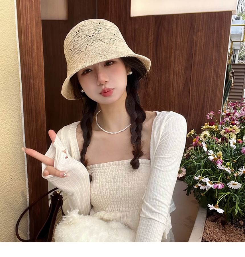 Eyelet Bucket Hat Knit