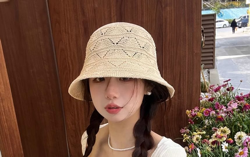 Eyelet Bucket Hat Knit