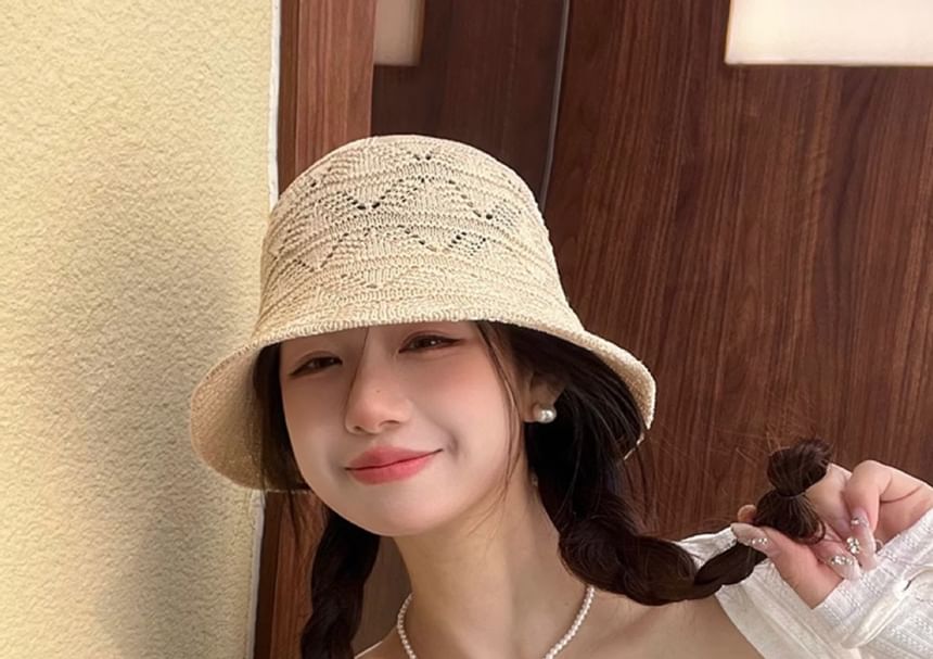 Eyelet Bucket Hat Knit