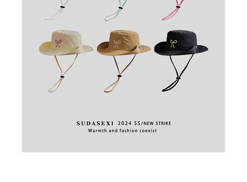Bow Bucket Embroidered Hat