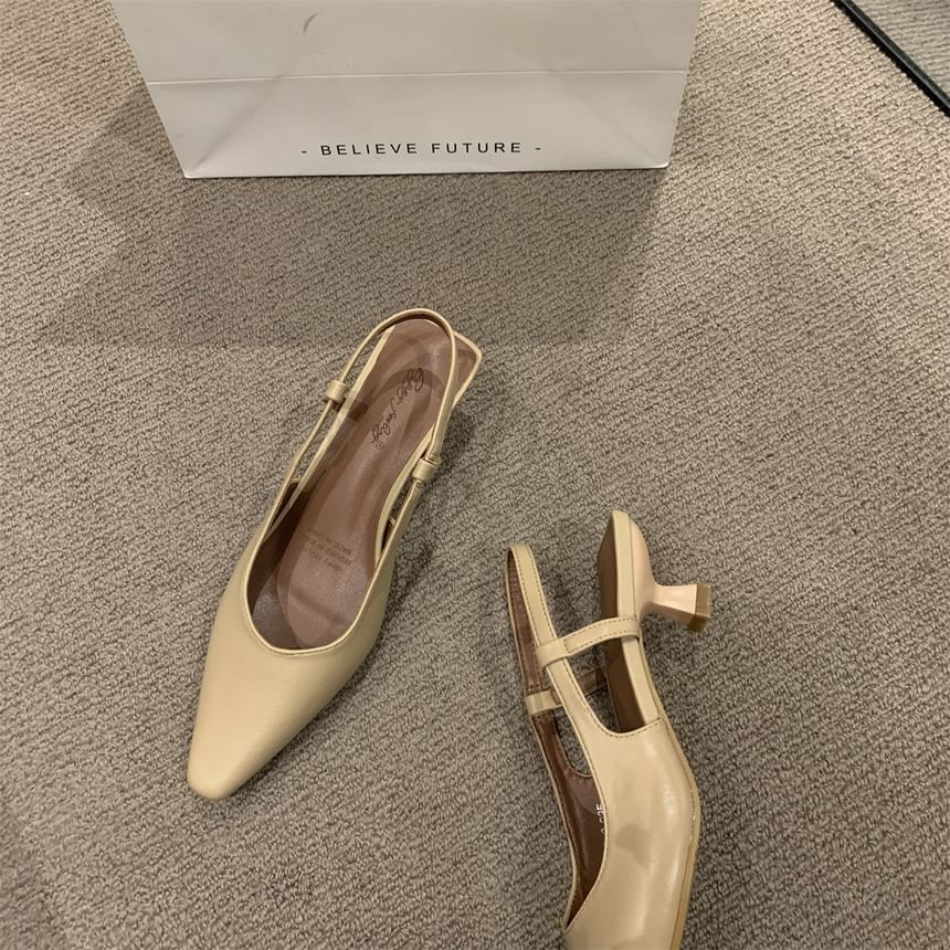 Heel Low Sandals Slingback Pointy