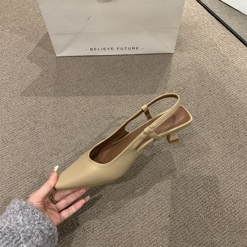 Heel Low Sandals Slingback Pointy