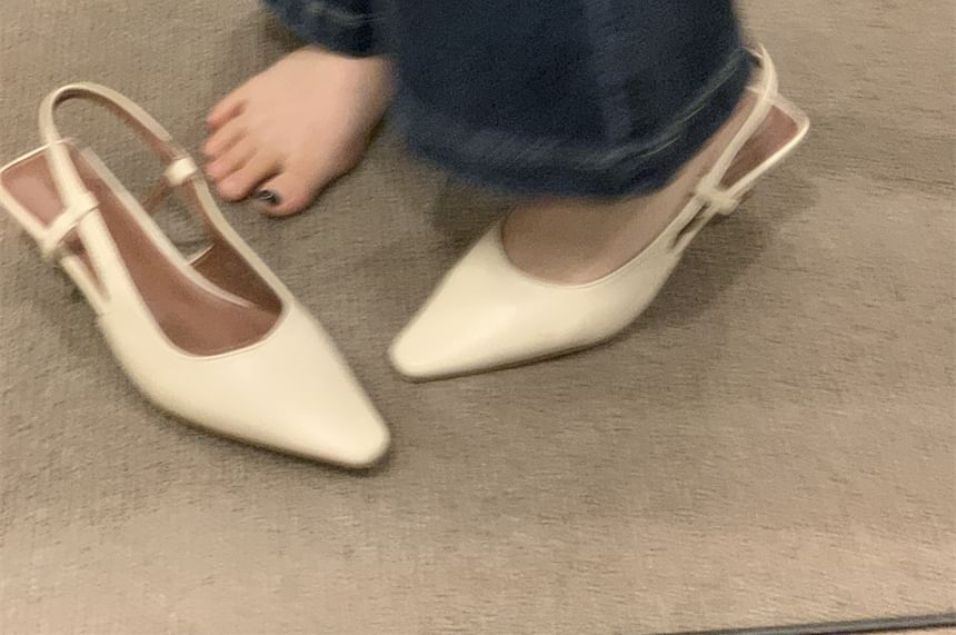 Heel Low Sandals Slingback Pointy