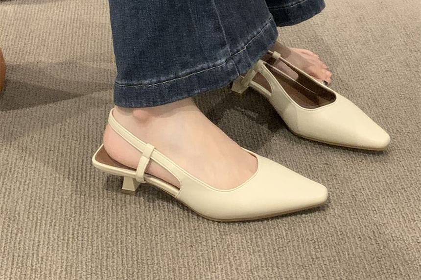 Heel Low Sandals Slingback Pointy