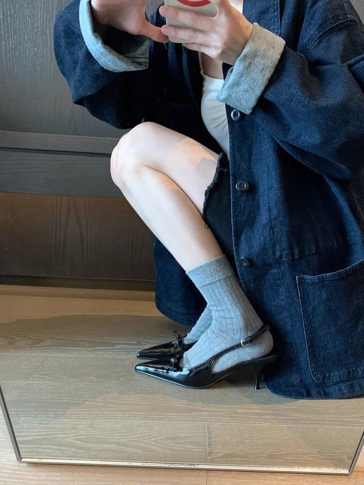 Sandals Slingback Bow Pointy