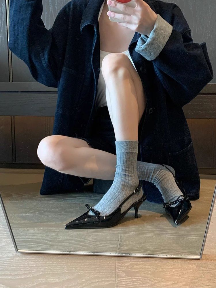 Sandals Slingback Bow Pointy