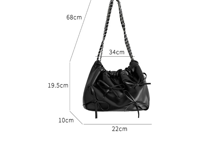 Bow Chain Leather Shoulder Faux Strap Bag