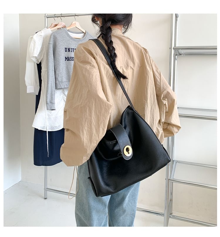 Tote Faux Bag Plain Leather