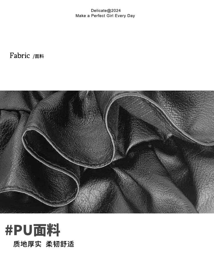 Leather Bag Faux Crossbody Top Handle Ruffle