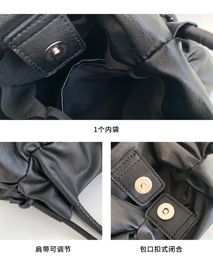 Leather Bag Faux Crossbody Top Handle Ruffle