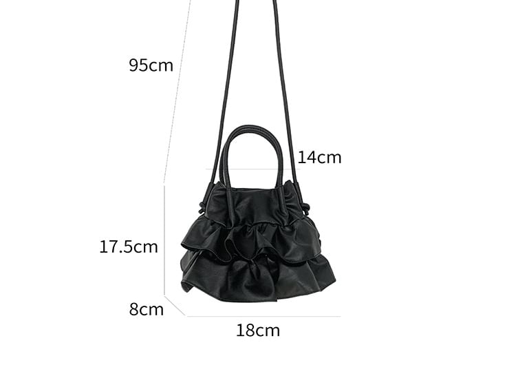 Leather Bag Faux Crossbody Top Handle Ruffle