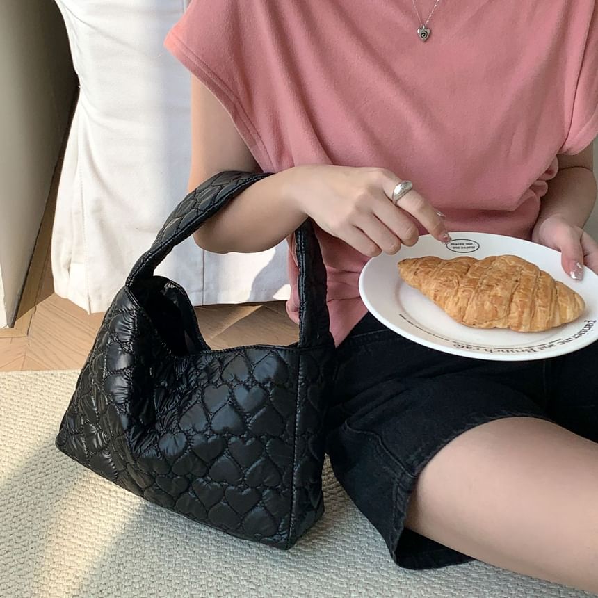 Tote Bag Heart Quilted