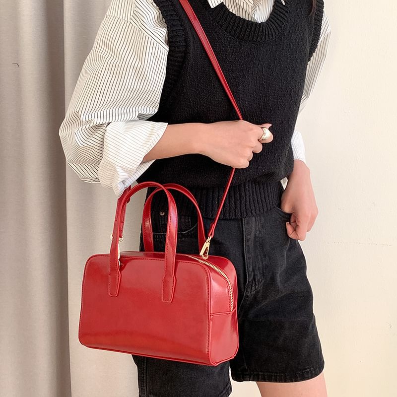 Leather Boston Faux Bag