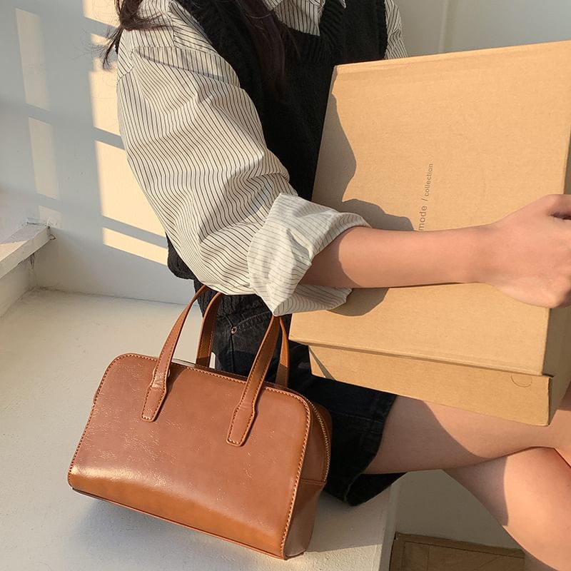 Leather Boston Faux Bag