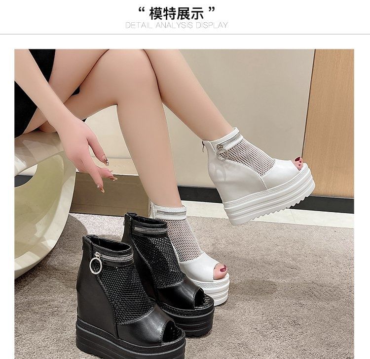 Hidden Sandals Wedge Platform Mesh