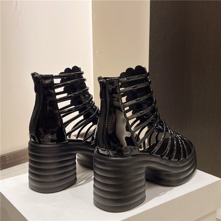 Sandals Heel Platform Block Plain