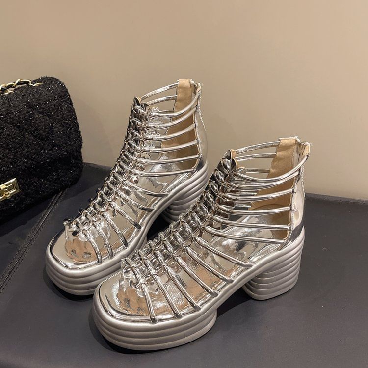 Sandals Heel Platform Block Plain