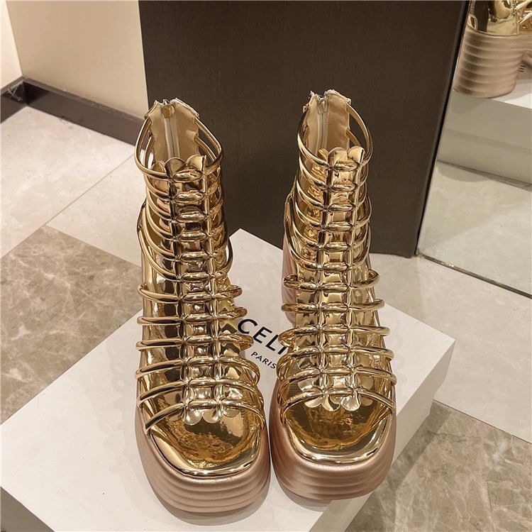 Sandals Heel Platform Block Plain