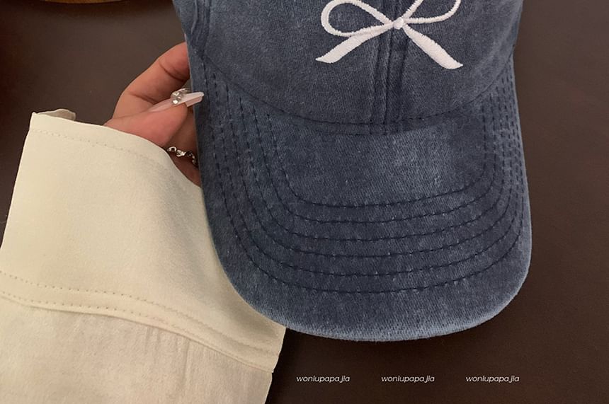 Bow Embroidered Baseball Cap